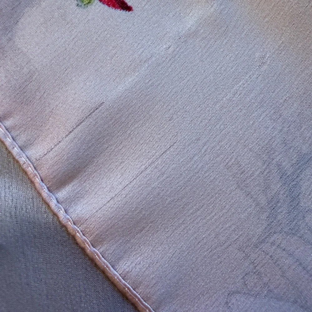 Pink Floral Silk Feel Polyester Scarf Rectangle Wrap‎ Made in China